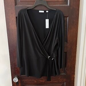 New York & Company Black Wrap Blouse